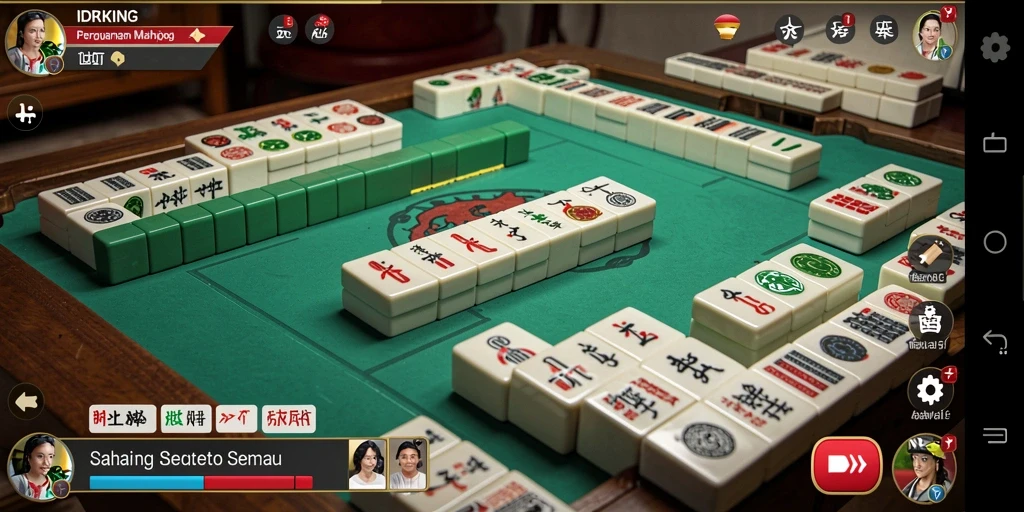 Tampilan gameplay IDRKING yang menarik dengan elemen Mahjong.
