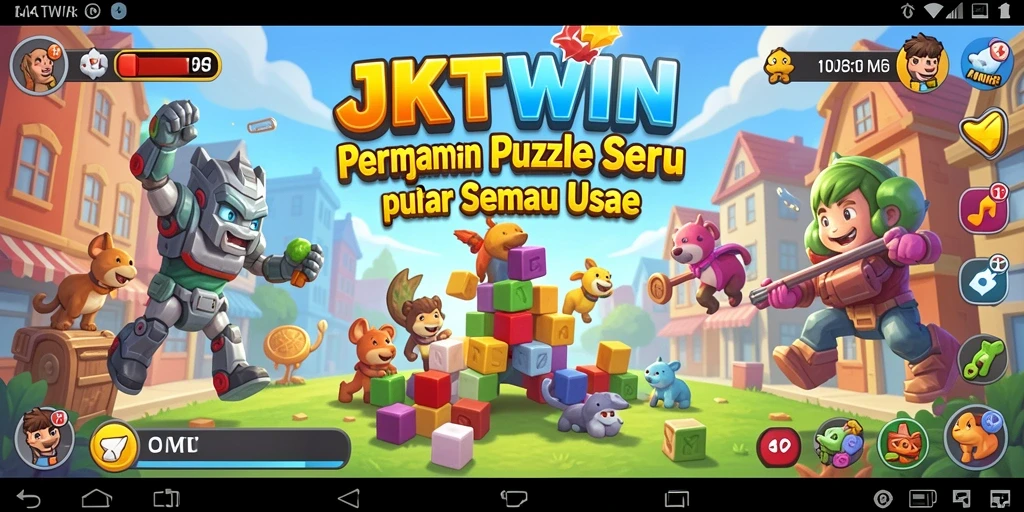 Screenshot utama JKTWIN menampilkan gameplay seru dalam menyelesaikan puzzle.