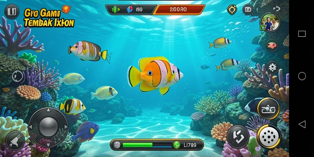 Gameplay seru LI789 saat menangkap ikan berwarna-warni.