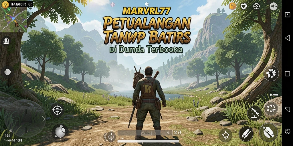 Tangkapan layar game MARVRL77 menampilkan dunia terbuka yang menakjubkan.